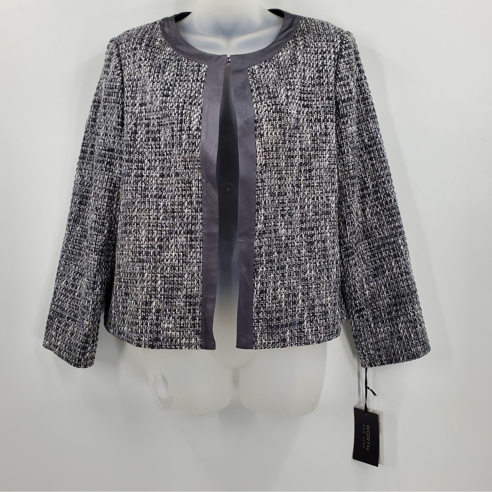 Women's Worth New York Tweed Silk Lined Blazer Jacket Size 12 NEW B11
